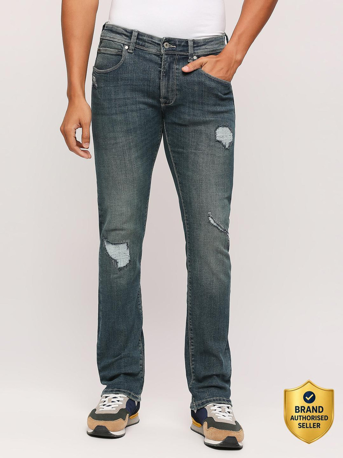 Image of Pepe Jeans Men Skinny Mid Rise Blue Jeans