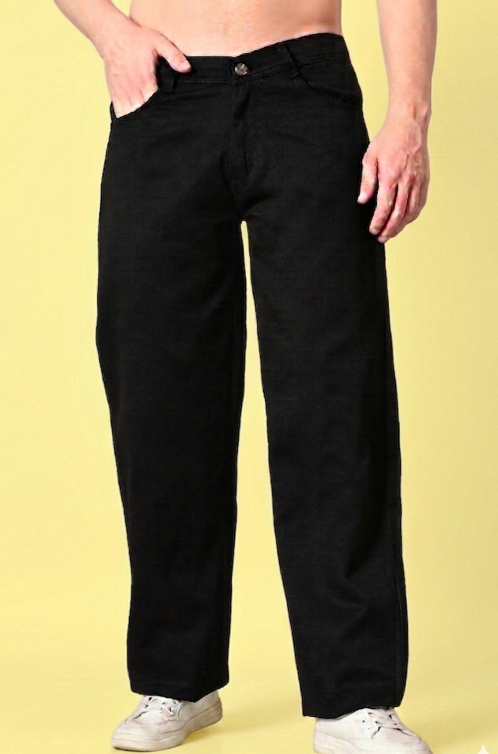 Image of METRONAUT Men Regular Mid Rise Black Jeans