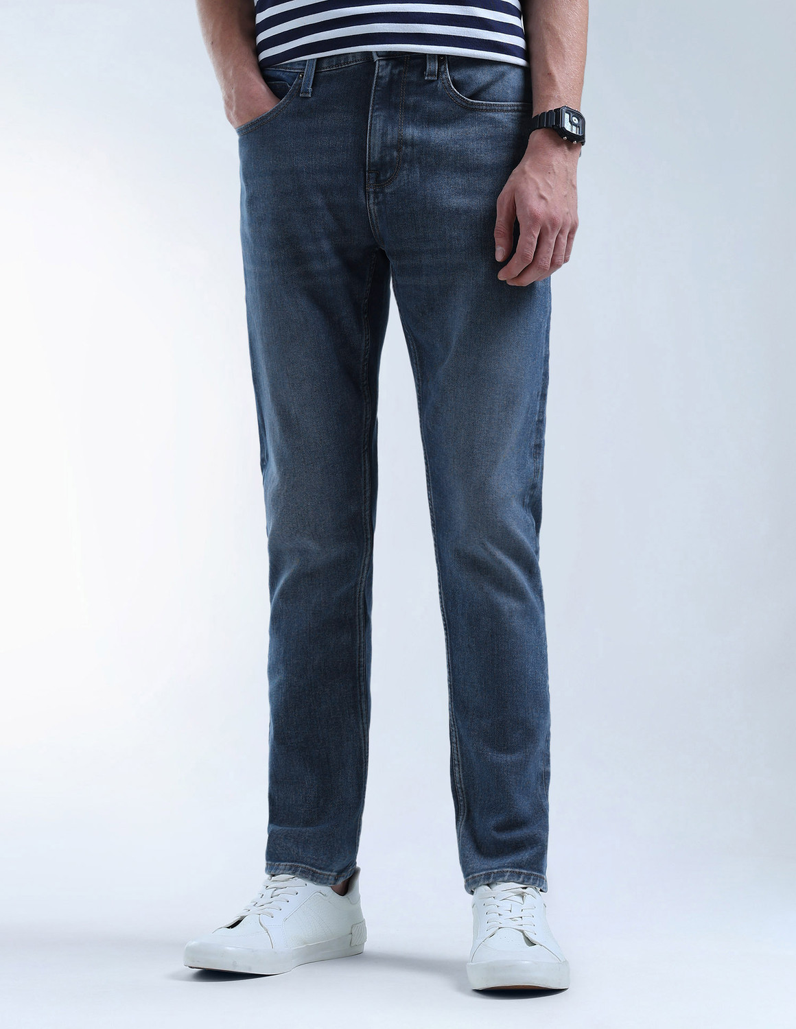 Image of FLYING MACHINE Men Slim Mid Rise Grey Jeans