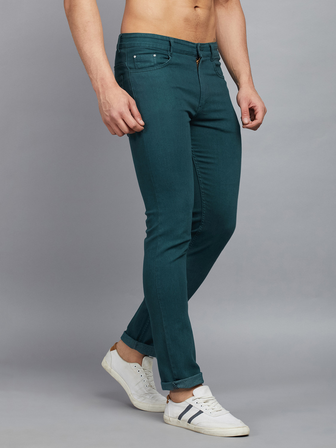 Image of STUDIO NEXX Men Regular Mid Rise Dark Green Jeans