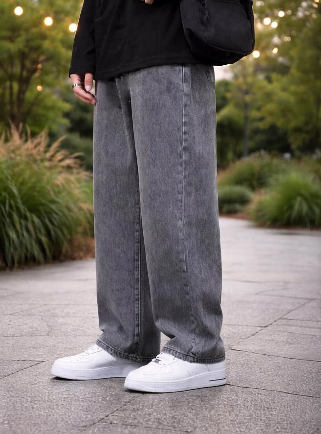 Pahiraav Loose Fit Men Grey Jeans - Image 6