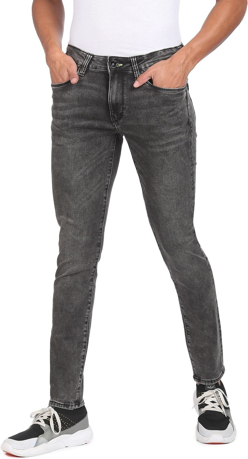 Image of FLYING MACHINE Men Skinny Mid Rise Black Jeans