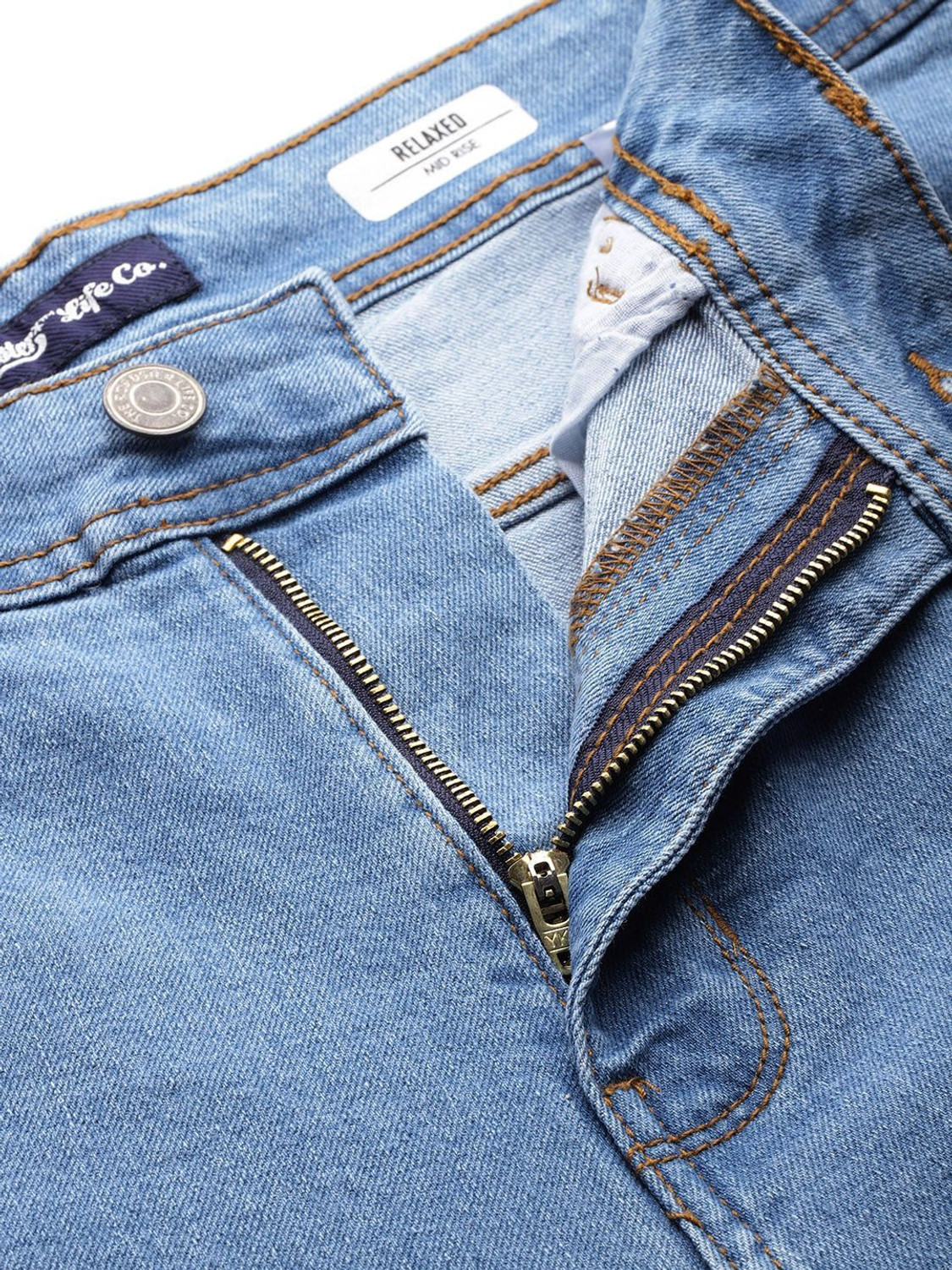 Image of Roadster Men Relaxed Fit Mid Rise Blue Jeans