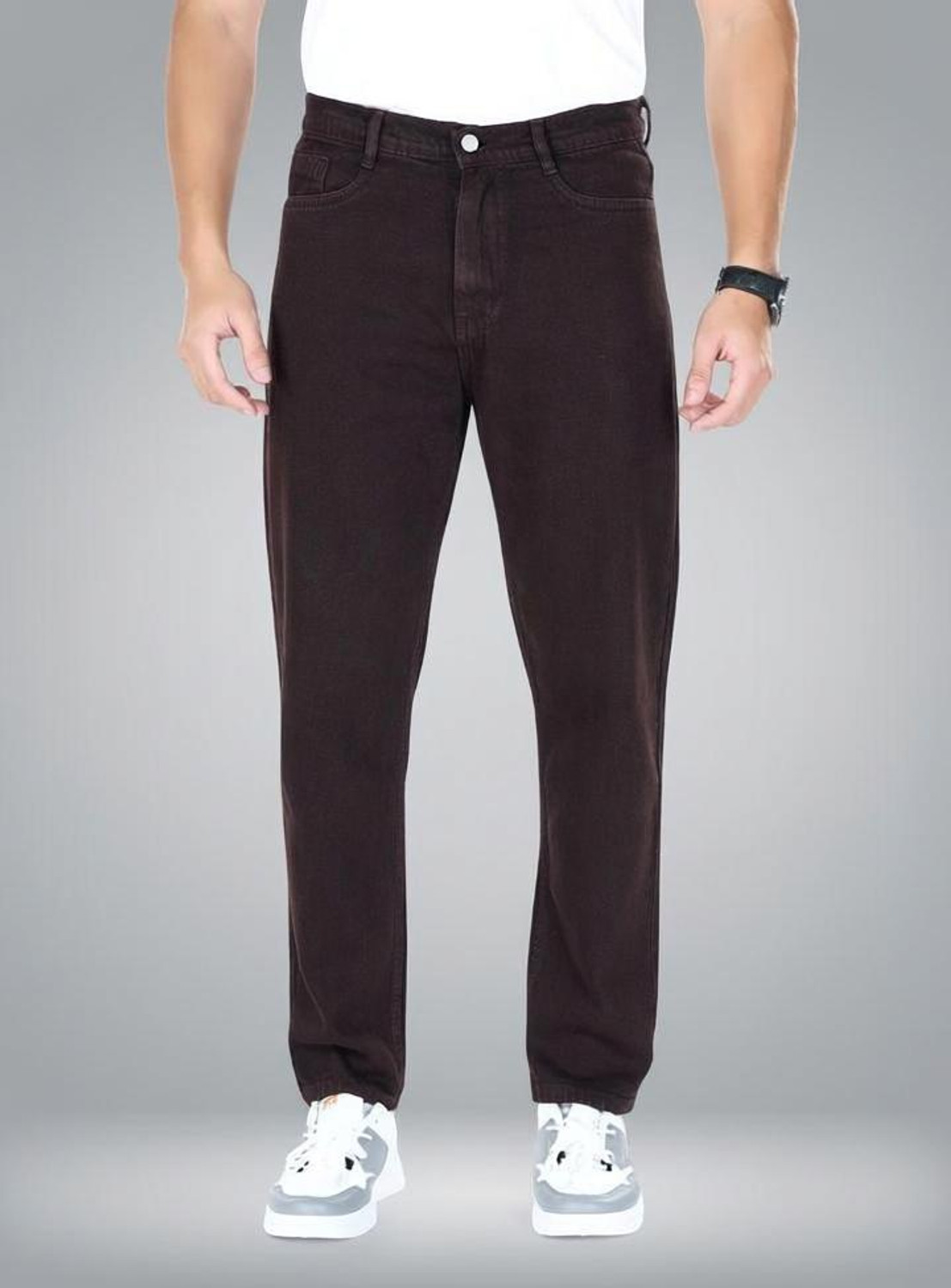 Image of M Q Denim Men Straight Fit Mid Rise Dark Blue Jeans