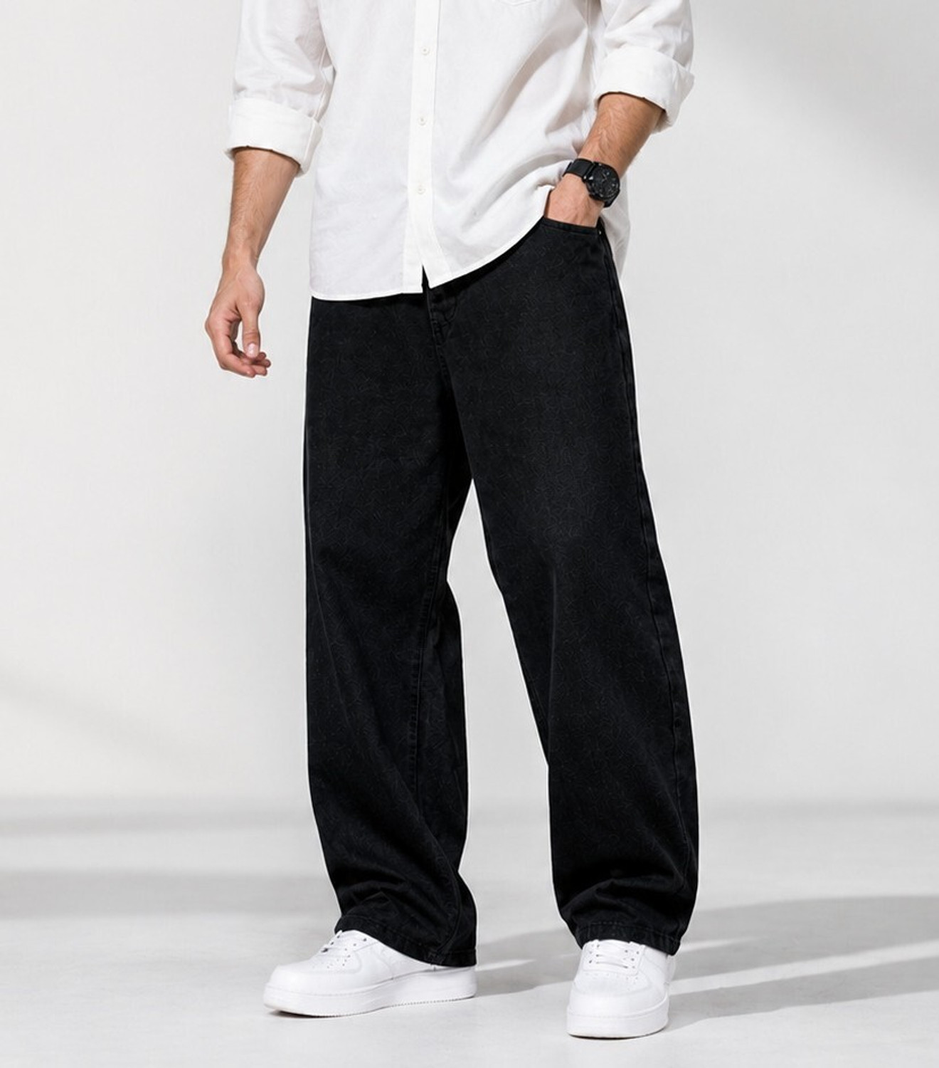 Image of 7 CUTS Men Loose Fit Mid Rise Grey Jeans