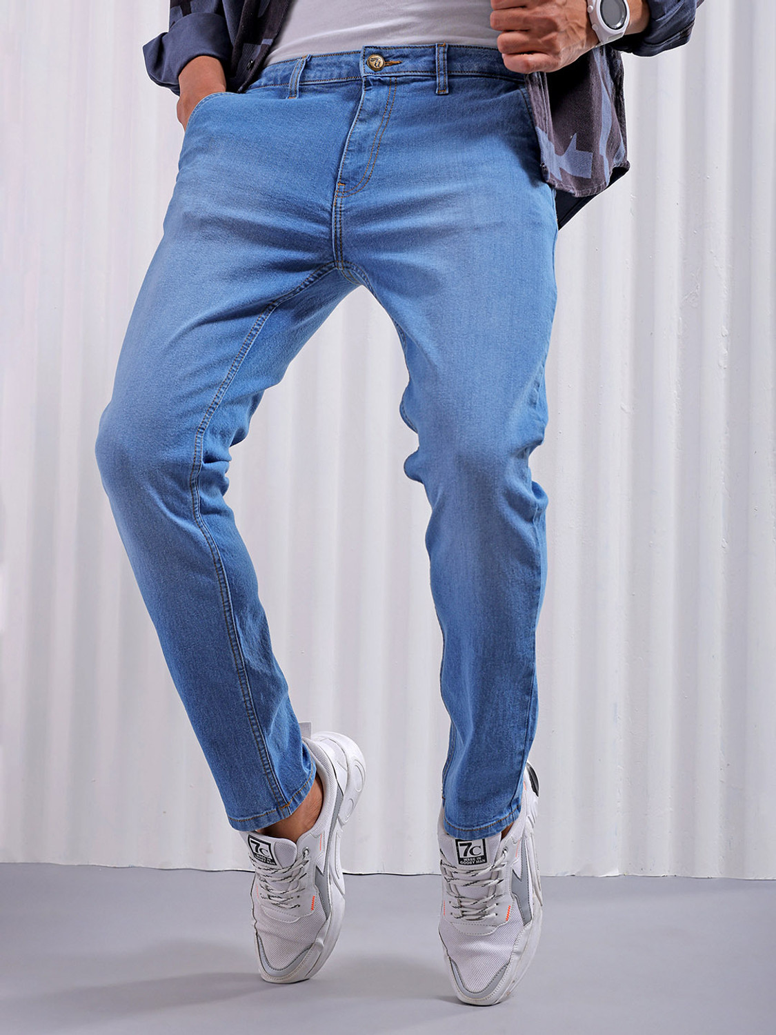 Image of Roadster Men Slim Mid Rise Blue Jeans