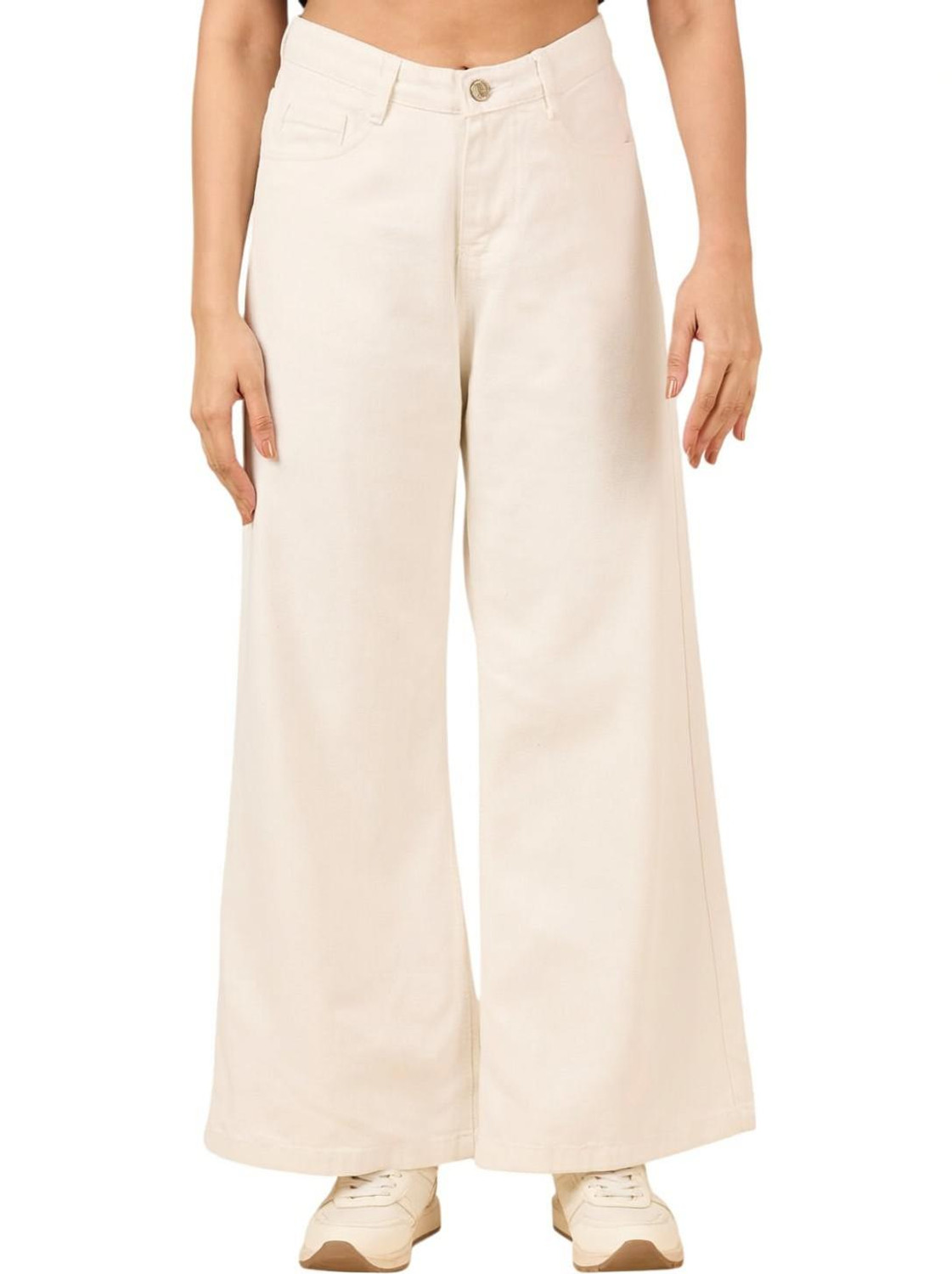Image of VIBESTA Women Regular Mid Rise Beige Jeans