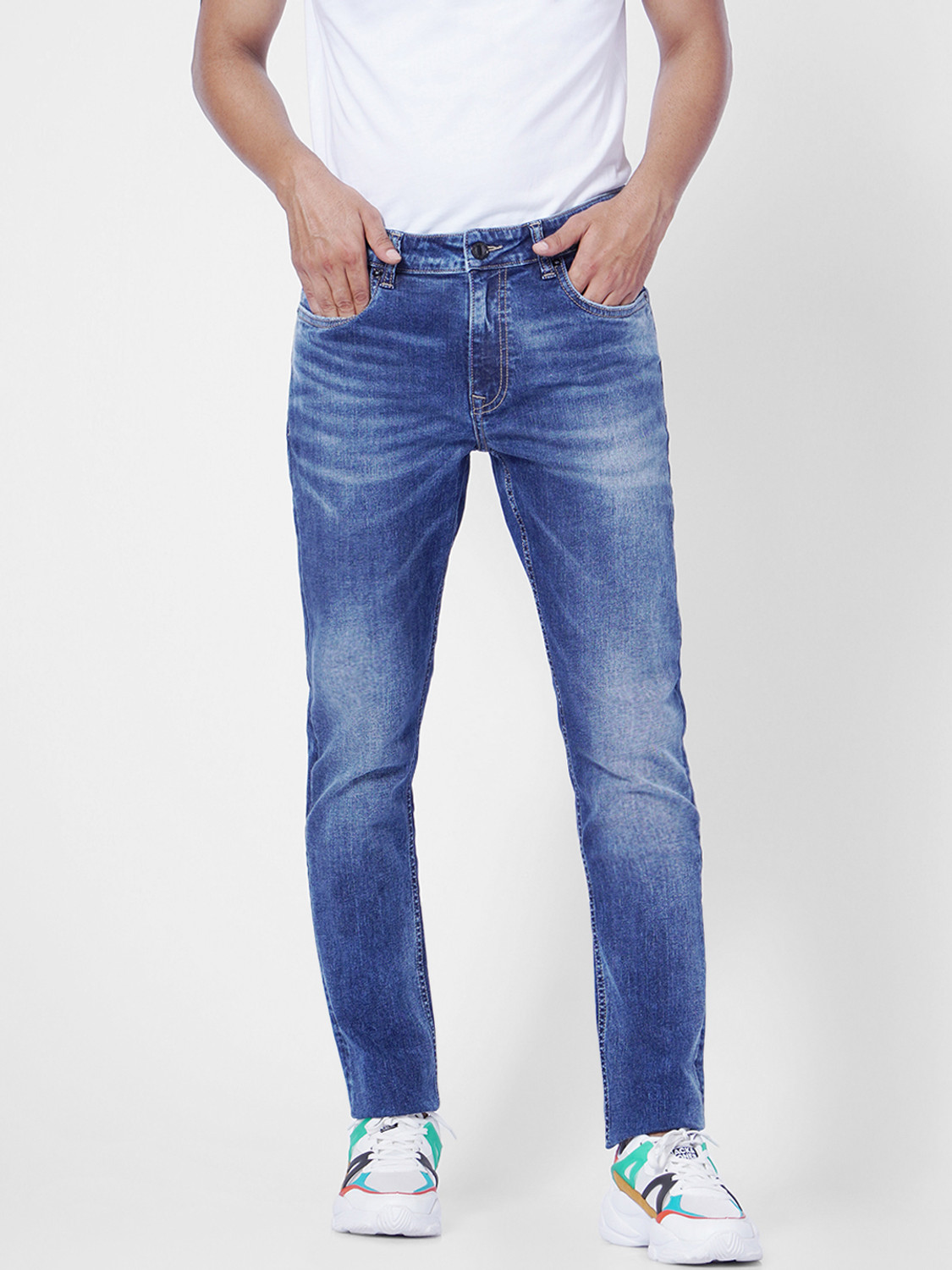 Image of JACK & JONES Men Slim Mid Rise Blue Jeans