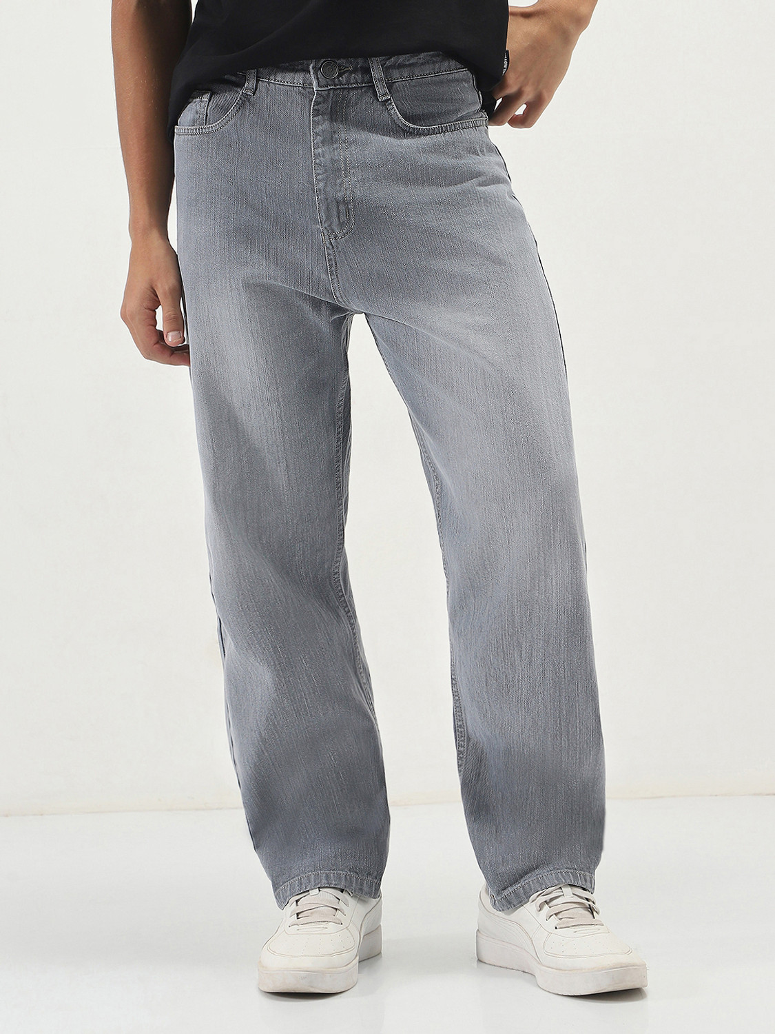 Image of woomny Men Baggy Fit High Rise Green Jeans