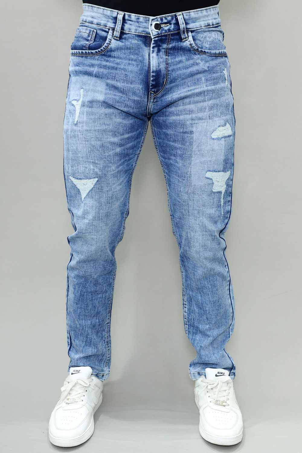 Image of Wstan Men Regular Mid Rise Dark Grey Jeans