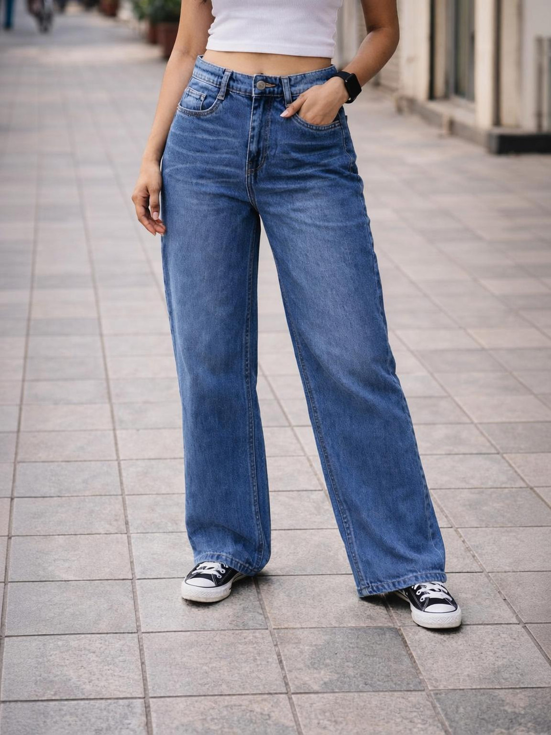 Image of LEDGE&EDGE Women Straight Fit High Rise Blue Jeans