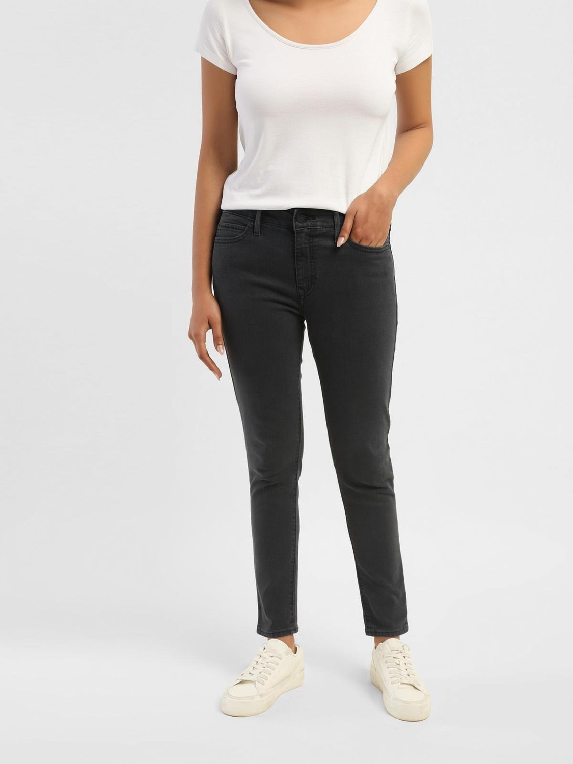 Image of LEVI'S Women Straight Fit High Rise Black Jeans