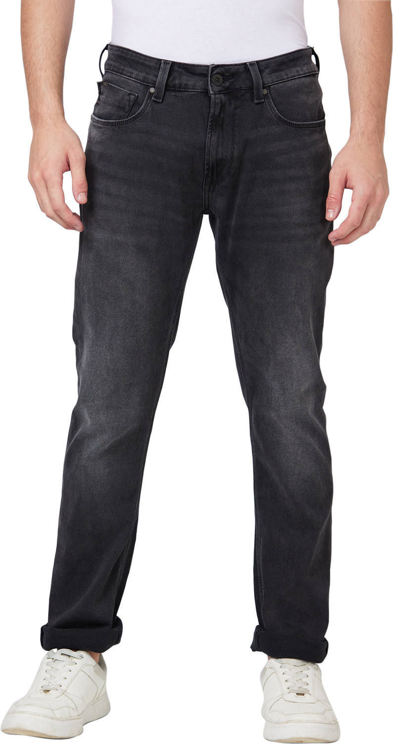 Image of Spykar Men Regular Mid Rise Black Jeans