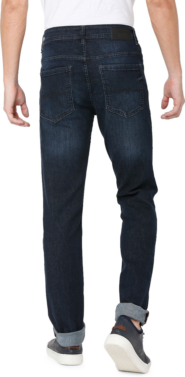 Image of MUFTI Men Slim Mid Rise Dark Blue Jeans