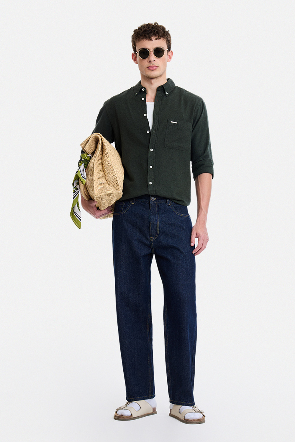 Image of Snitch Men Loose Fit Mid Rise Dark Blue Jeans