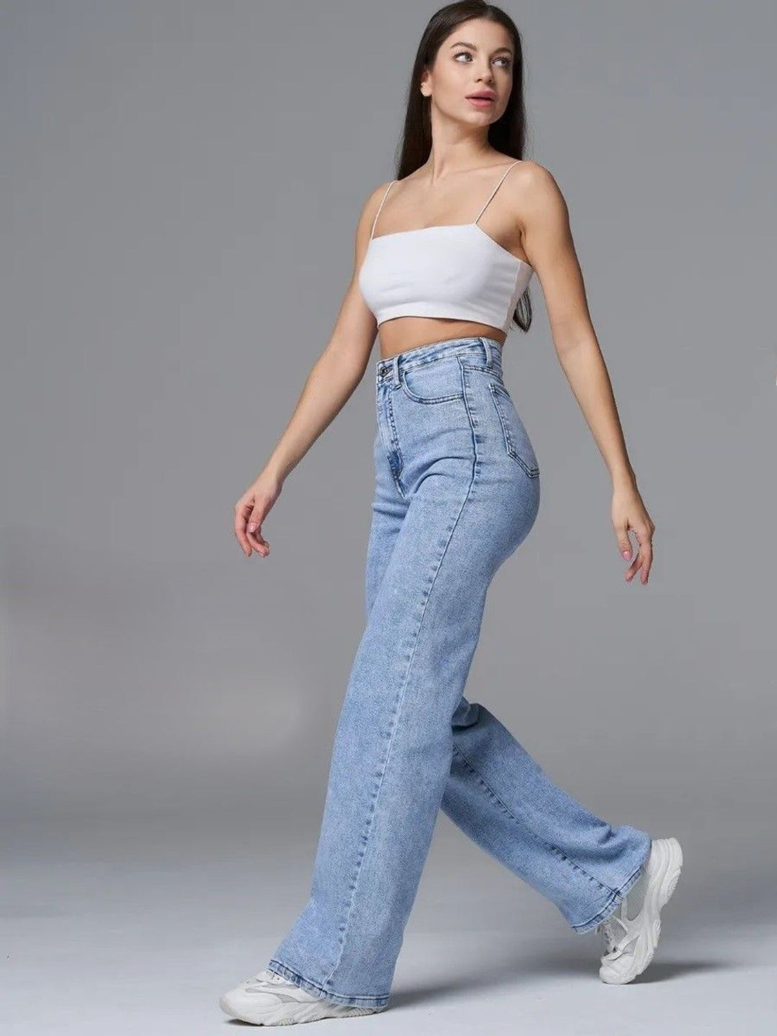 Image of M MODDY Bell Bottom Women Flared High Rise Blue Jeans