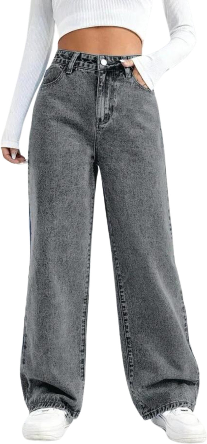 Image of Crazeis Women Loose Fit High Rise Grey Jeans