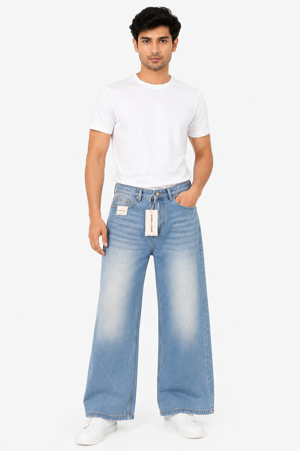 NIZAME SHOPPING CENTER Men Wide Leg Mid Rise Light Blue Jeans - Image 1