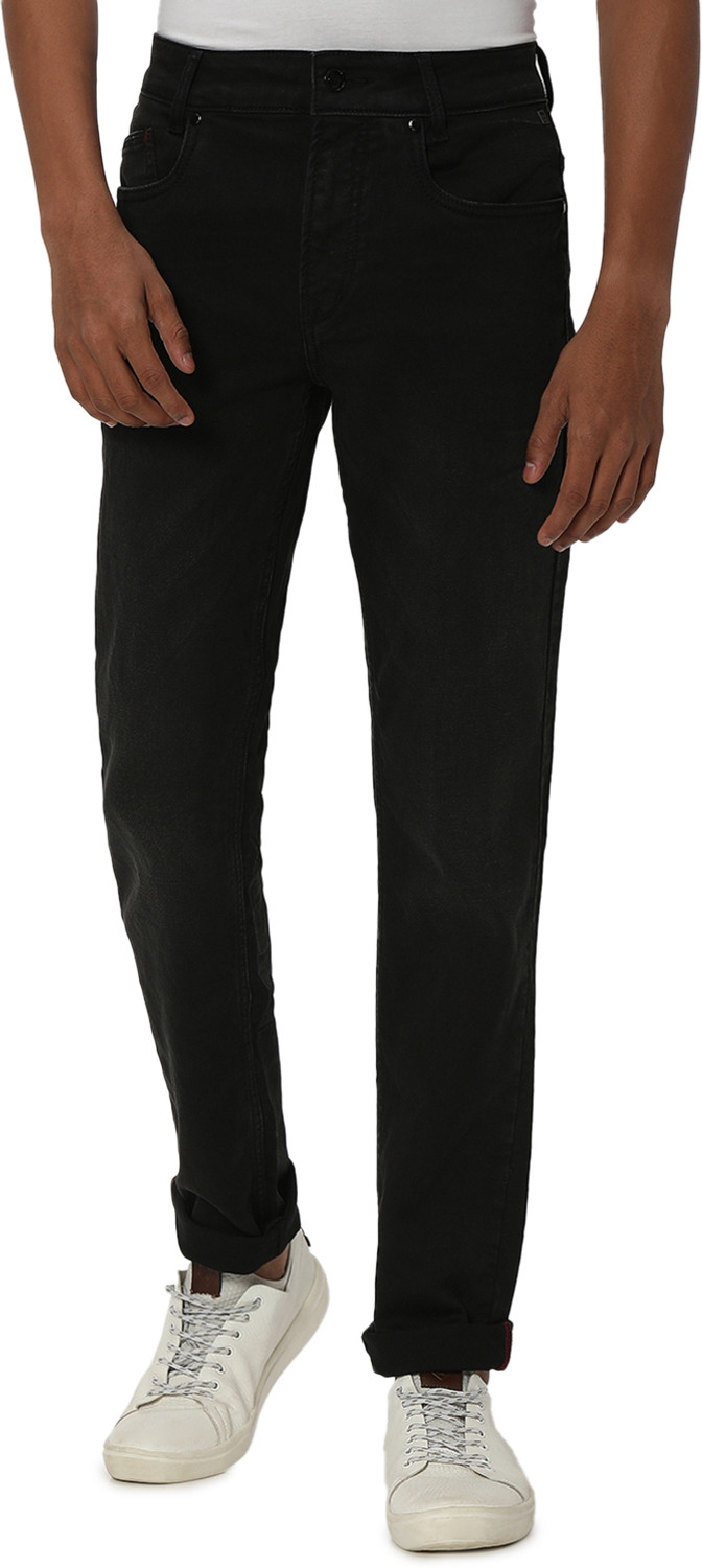 Image of MUFTI Men Slim Mid Rise Black Jeans