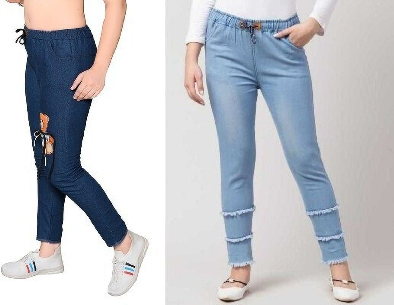 Image of Kedoths Women Jogger Fit Mid Rise Black Jeans