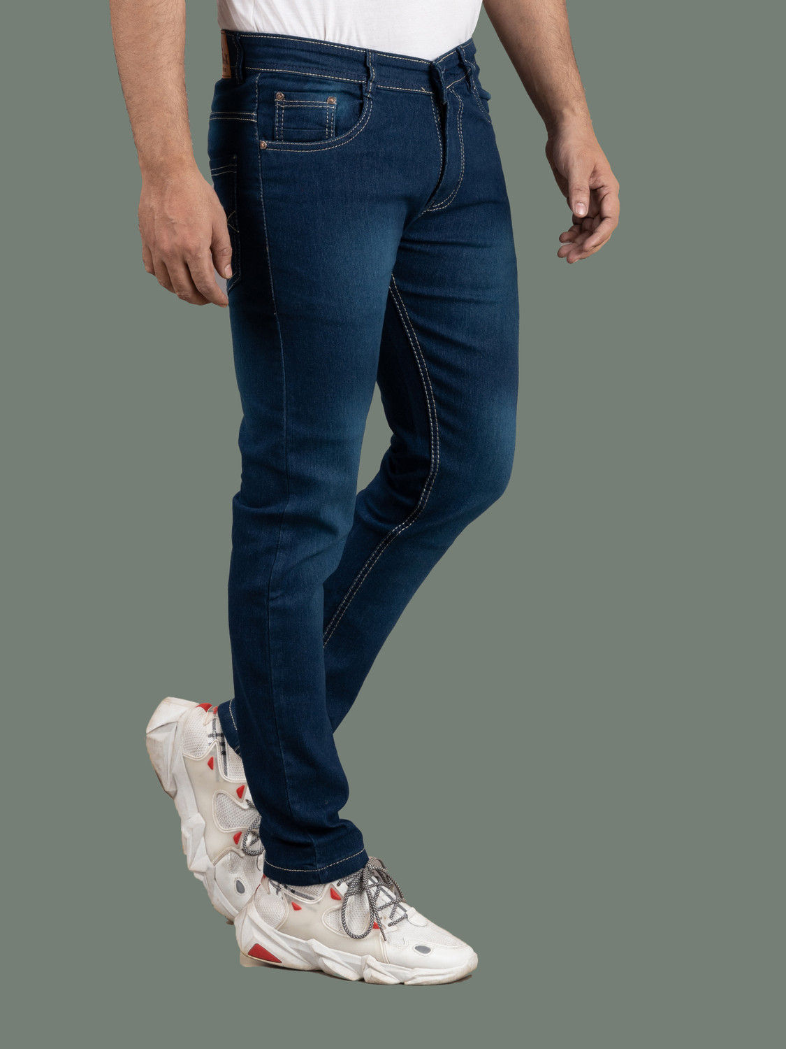 Image of Marsh-X Men Slim Mid Rise Dark Blue Jeans