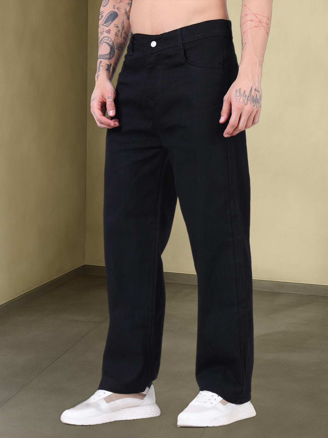 Image of METRONAUT Men Loose Fit Mid Rise Black Jeans