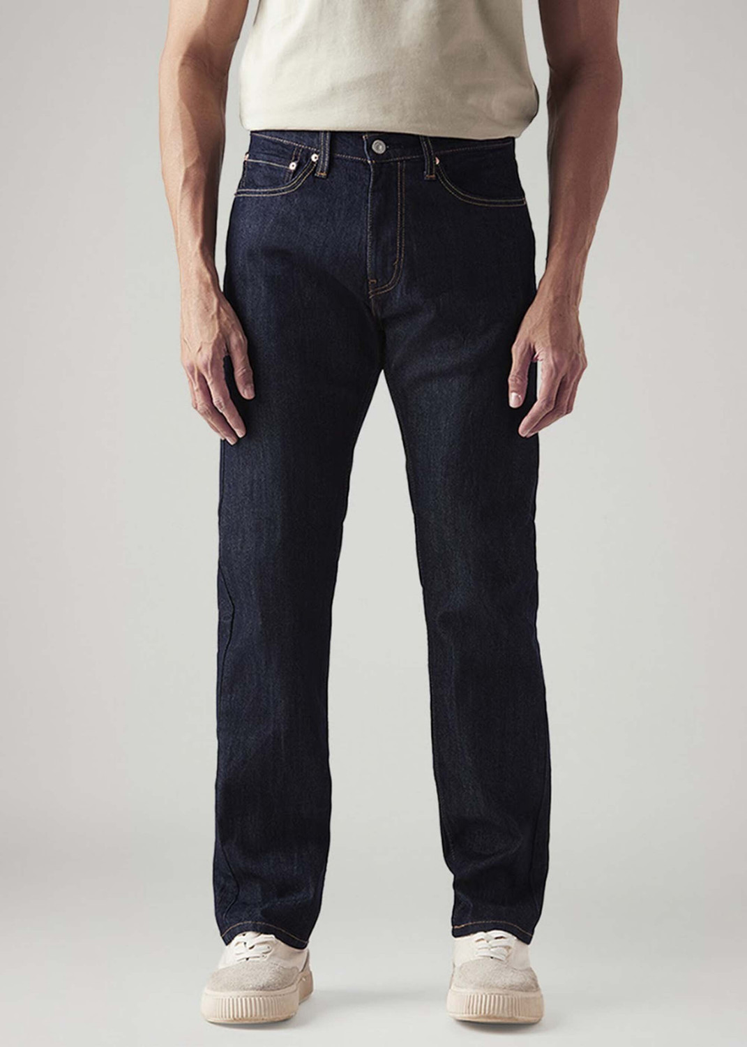 Levi's Men Straight Fit Mid Rise Dark Blue Jeans - Image 1