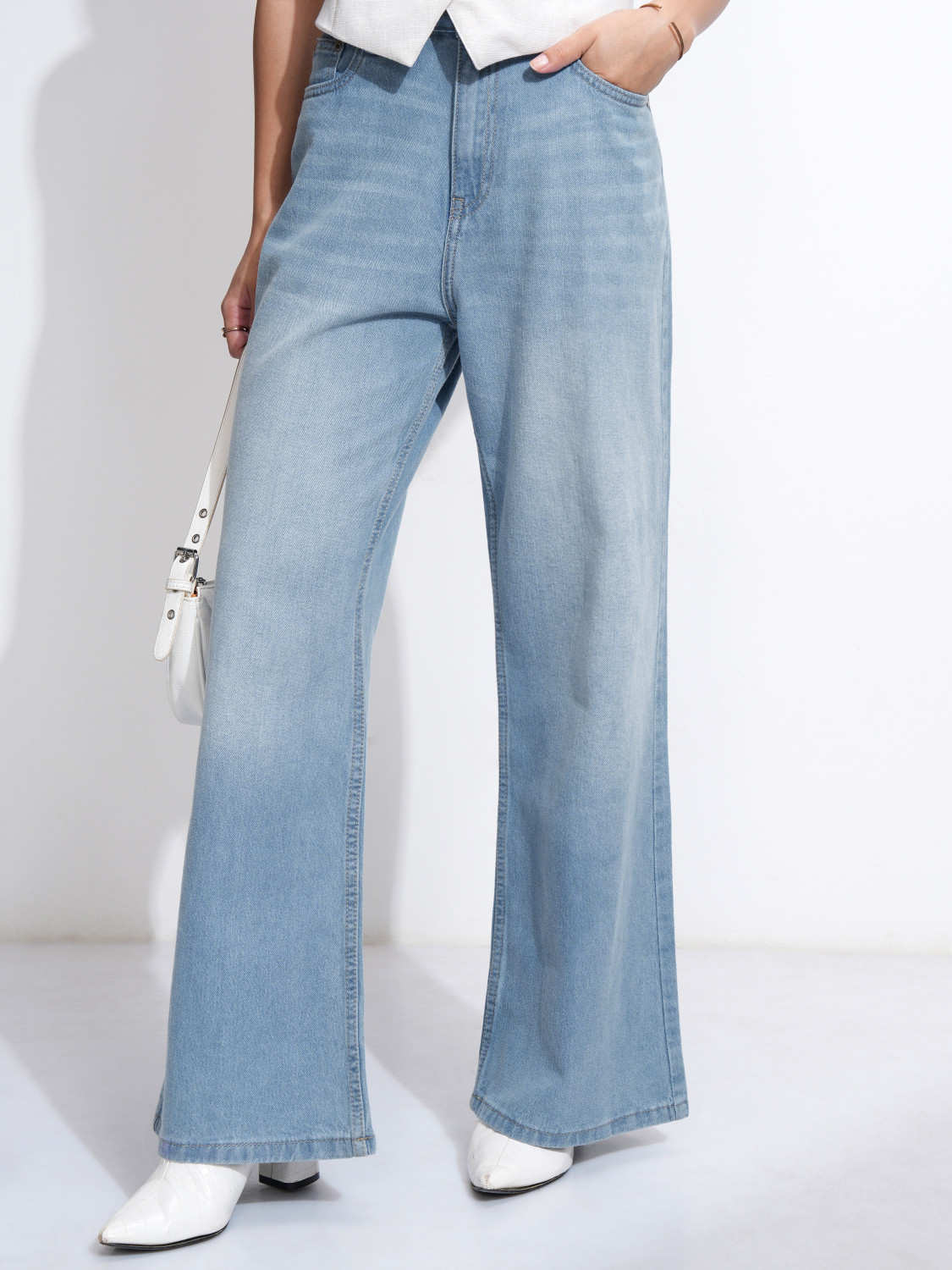 Image of STEPLE DENIMS Women Loose Fit High Rise Blue Jeans