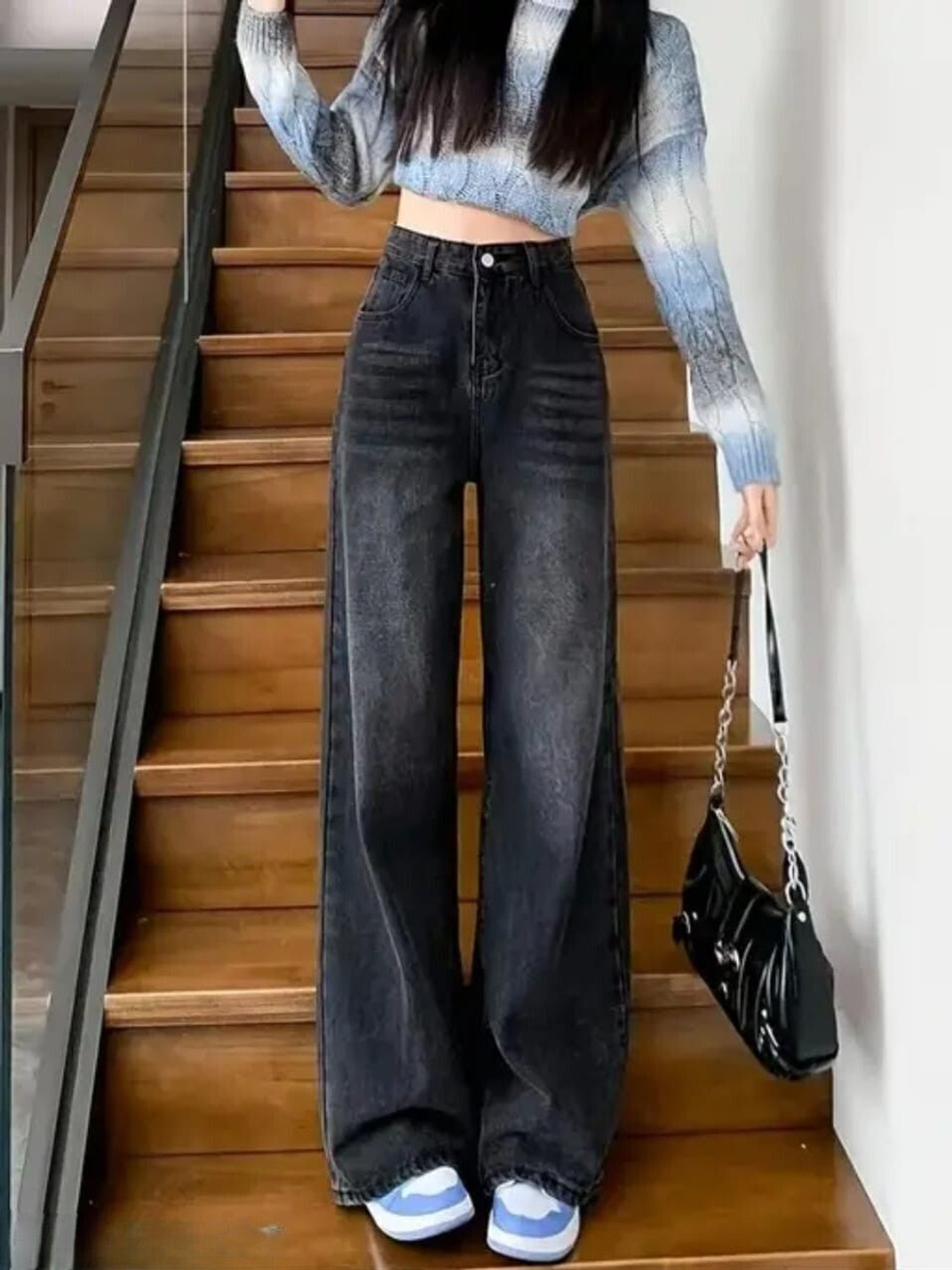 HouseOfCommon Women Black Jeans Relaxed Fit - Image 1
