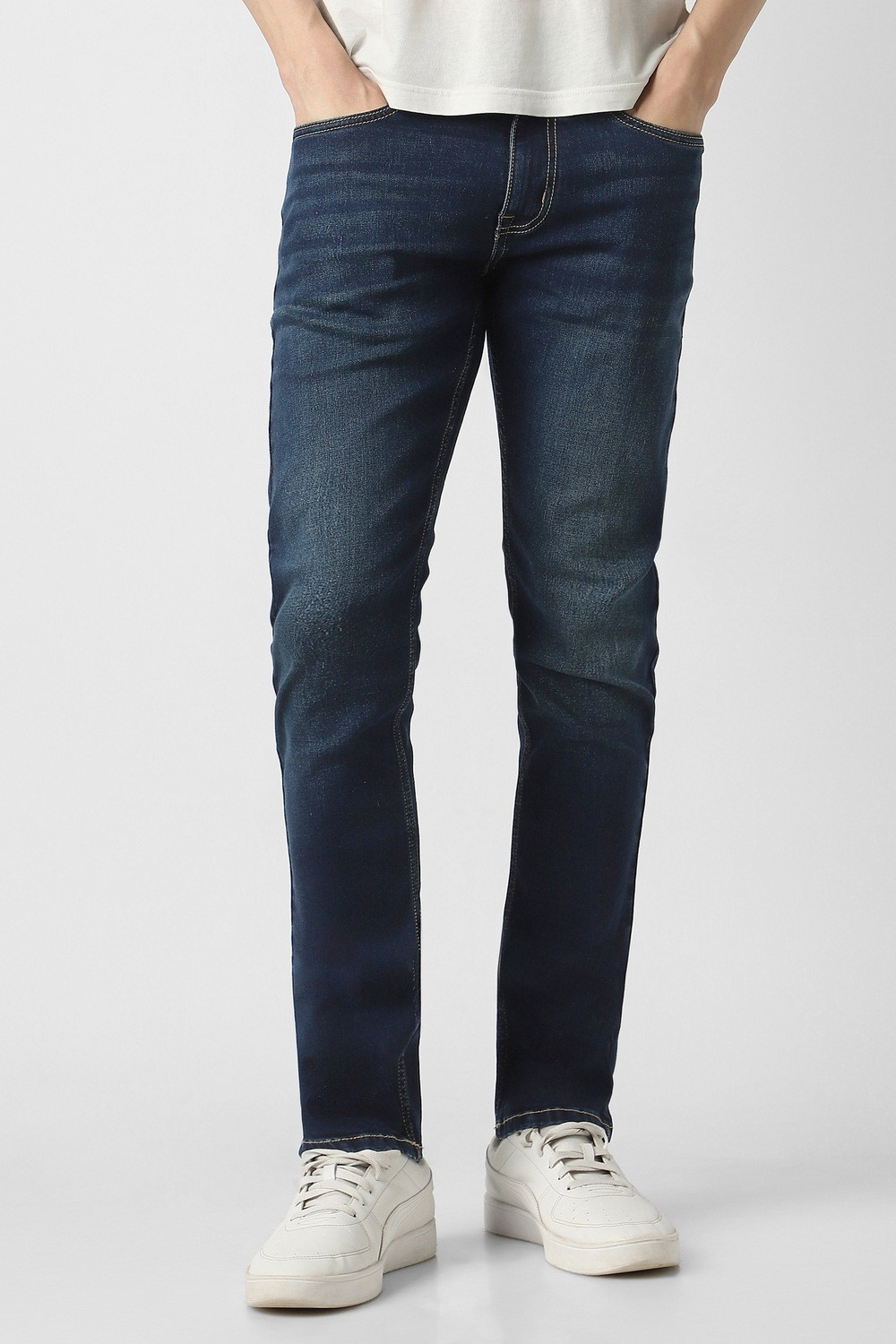 Image of PETER ENGLAND Men Tapered Fit Mid Rise Brown Jeans