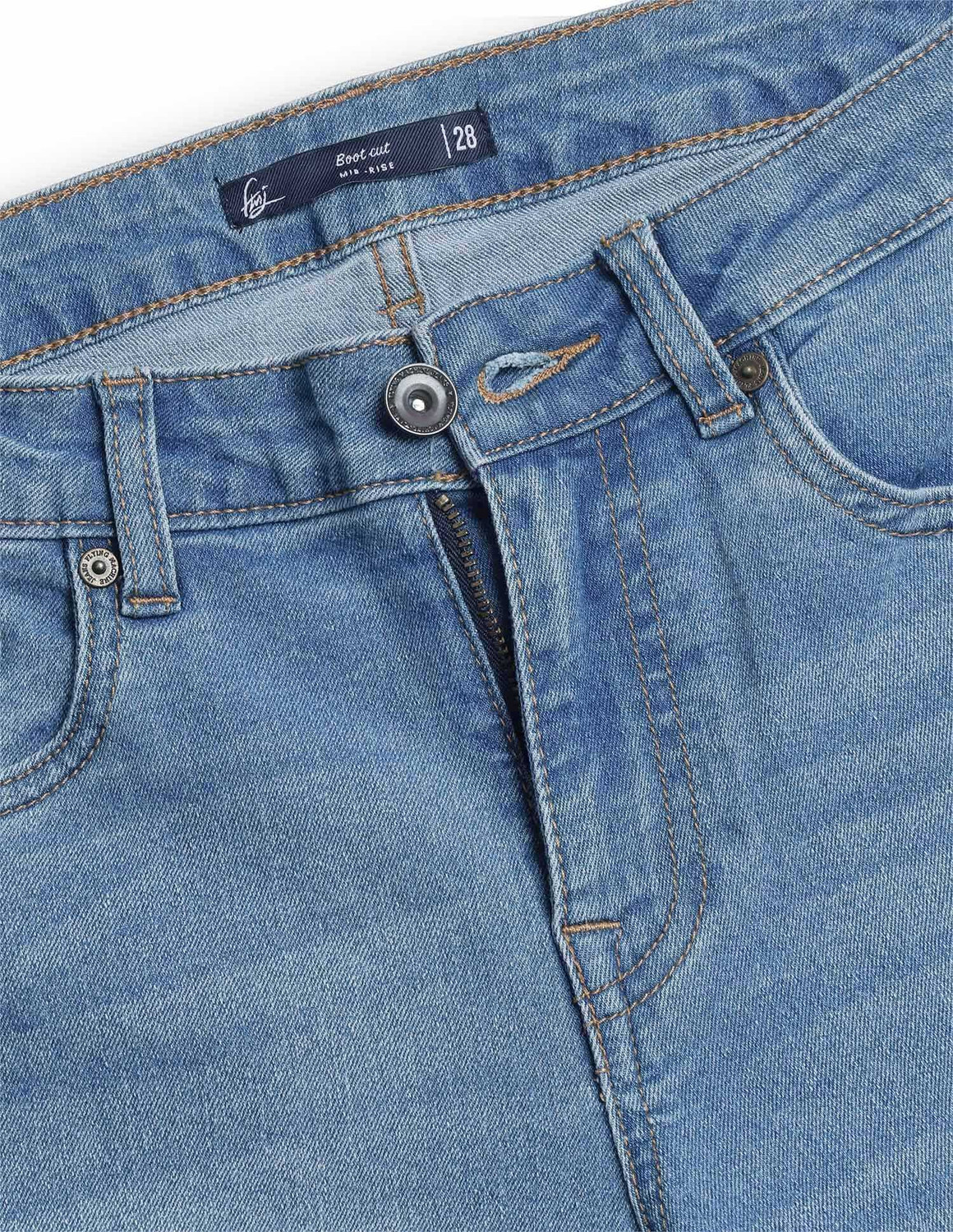 Image of FLYING MACHINE Women Boot-Leg Low Rise Blue Jeans