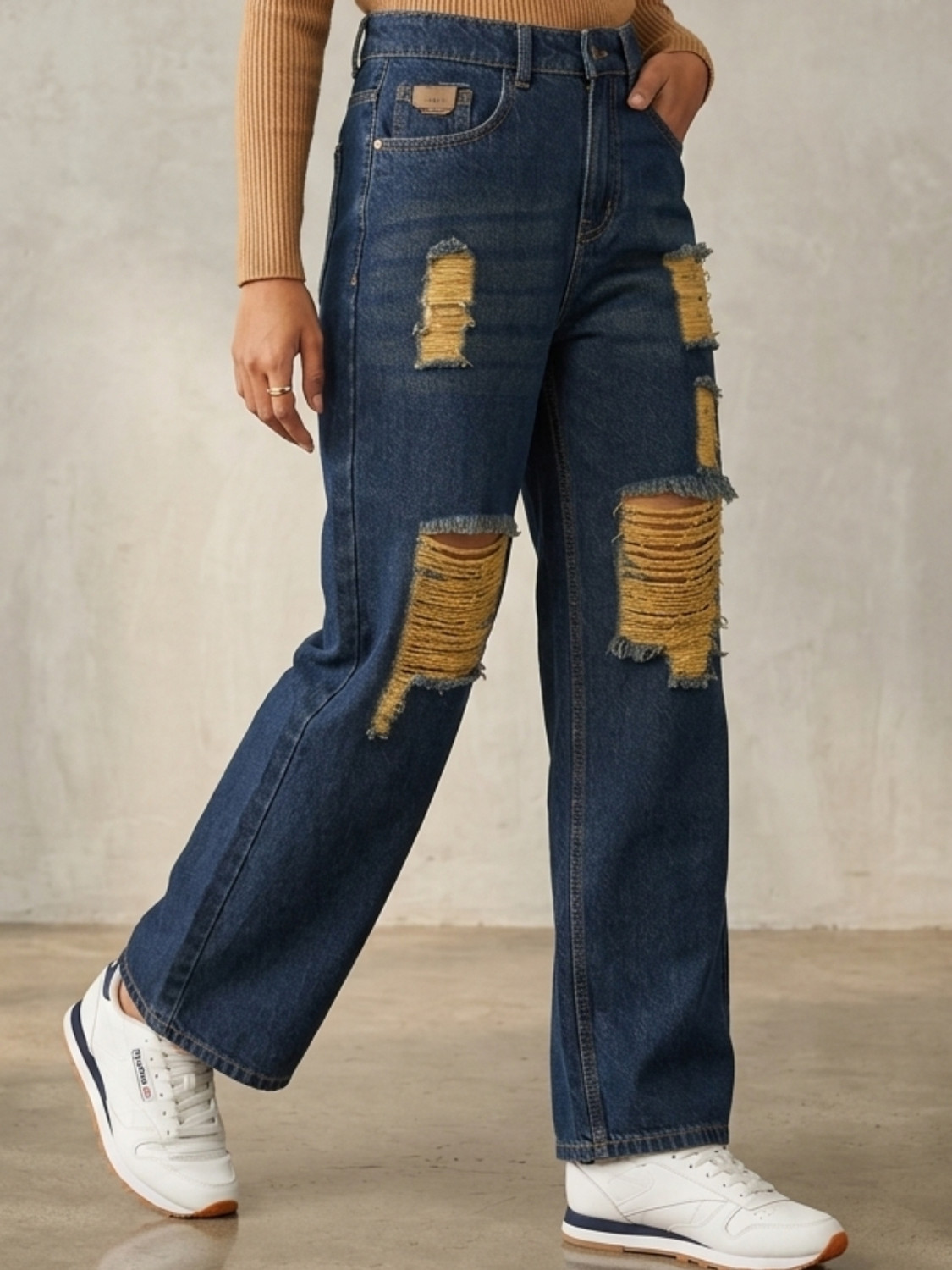 Image of Spykar Women Straight Fit High Rise Dark Blue Jeans