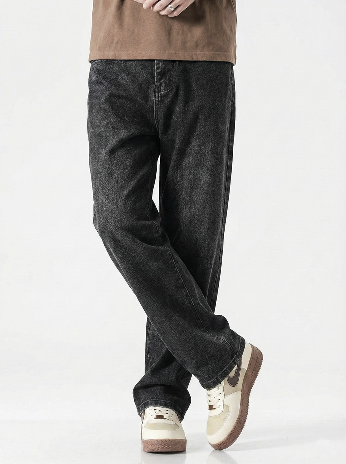 Image of METRONAUT Men Regular Mid Rise Black Jeans