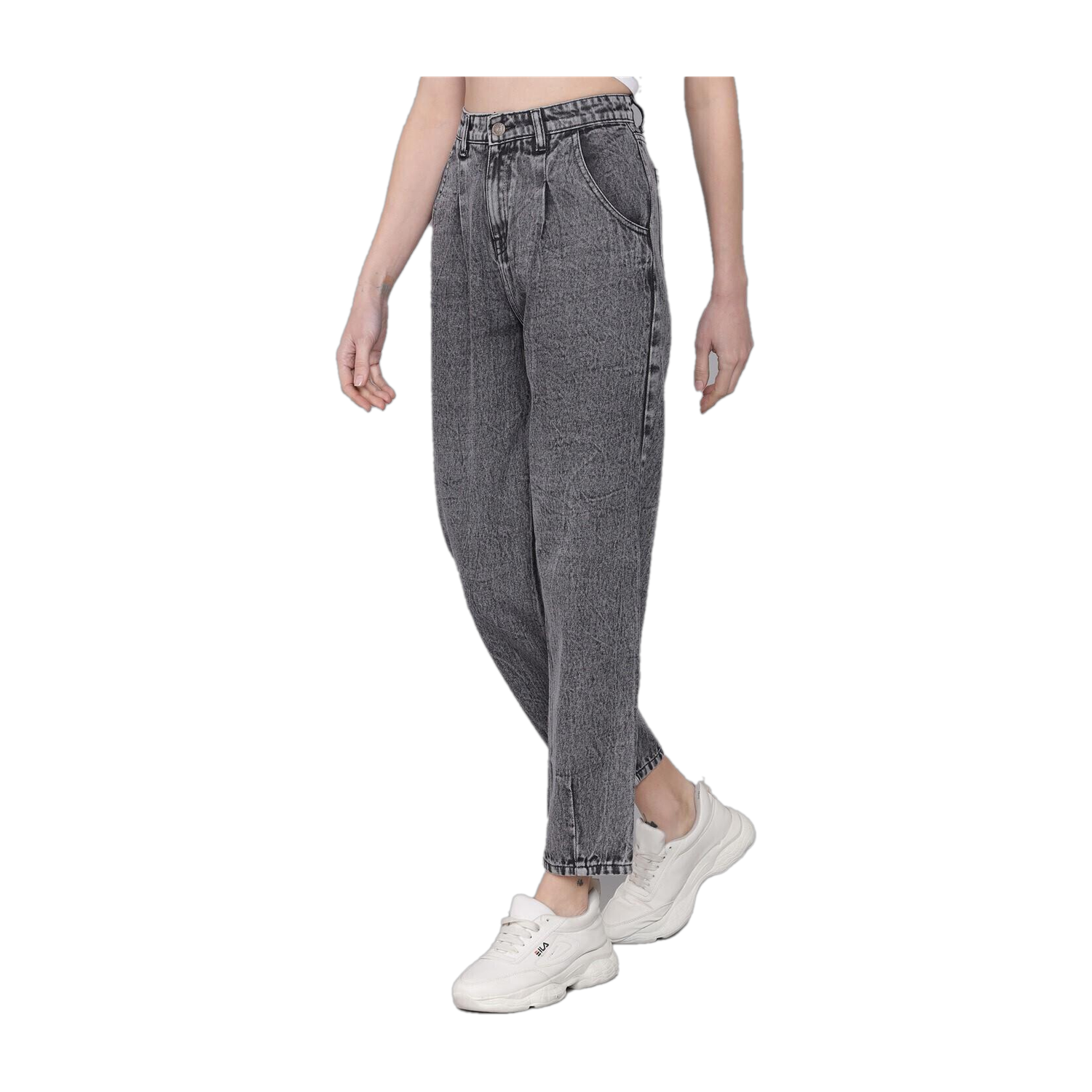 Image of Kedoths Women Jogger Fit Mid Rise Black Jeans
