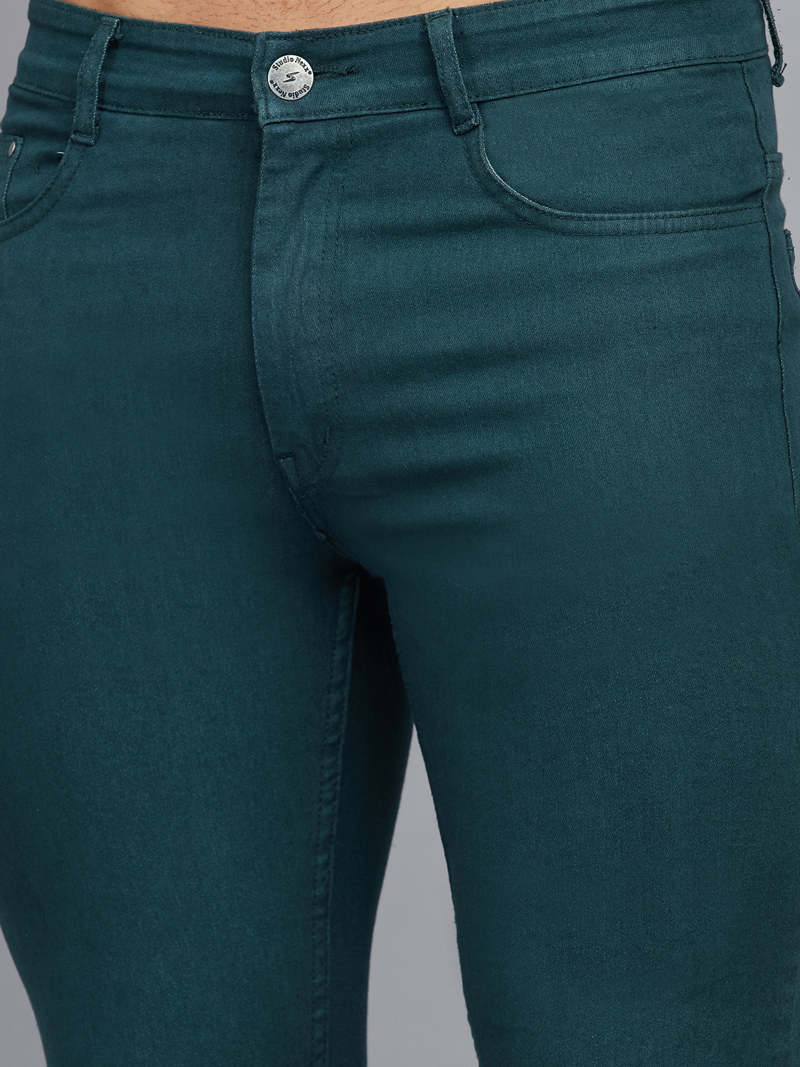 Image of STUDIO NEXX Men Regular Mid Rise Dark Green Jeans