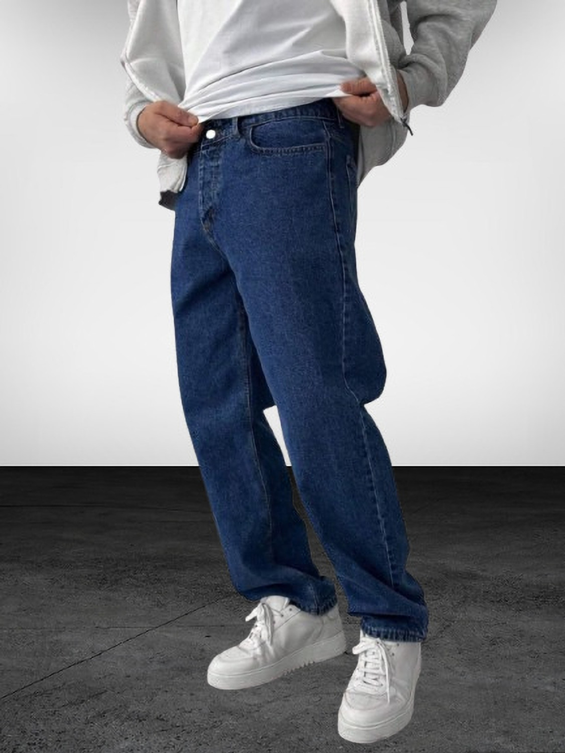Image of HIGH DENIM Men Straight Fit Mid Rise Dark Blue Jeans