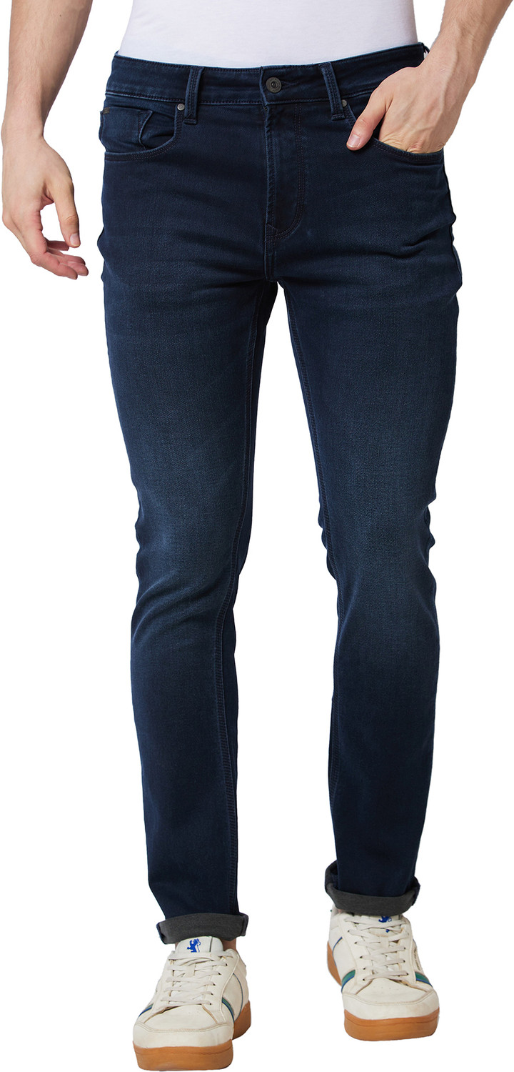 Image of Spykar Men Regular Mid Rise Blue Jeans