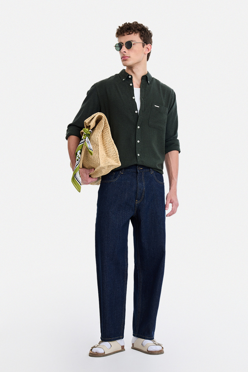 Image of Snitch Men Loose Fit Mid Rise Dark Blue Jeans