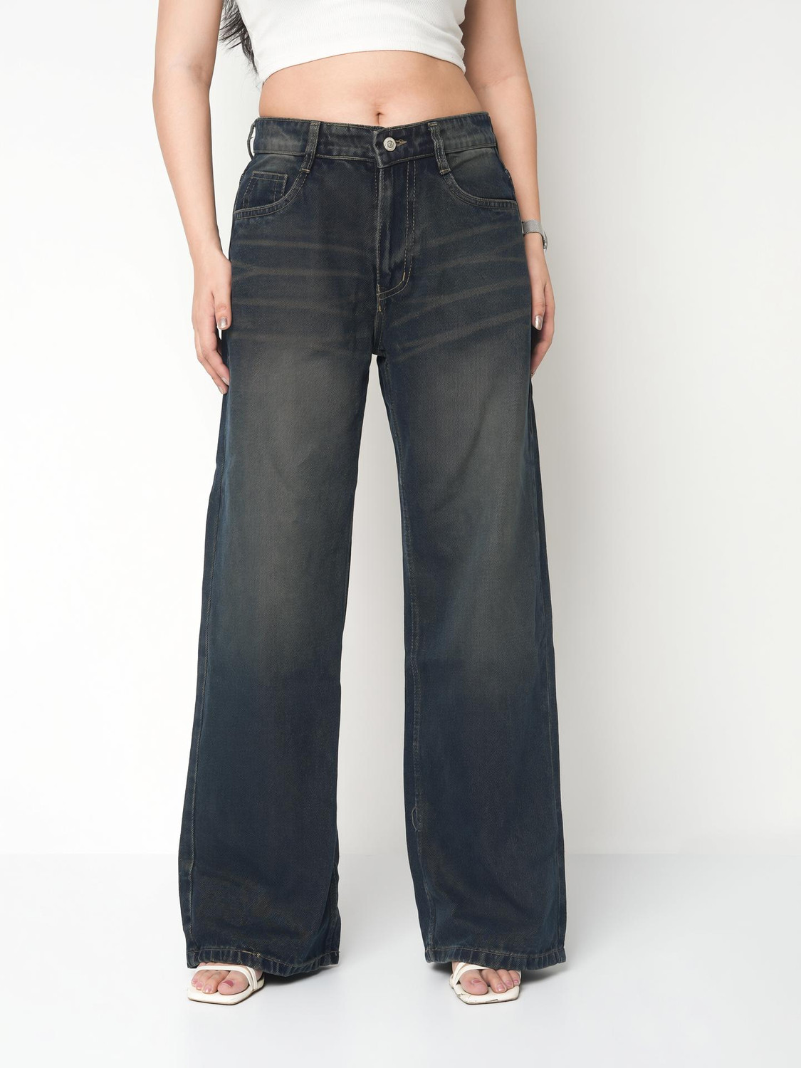 Defrost Jeans Women Loose Fit High Rise Blue - Image 1