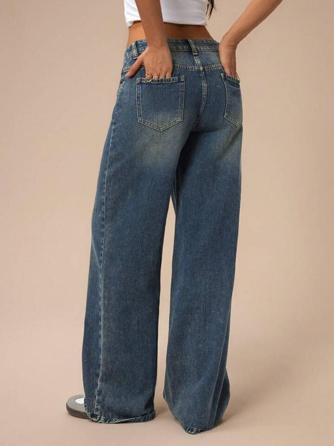 Image of STEPLE DENIMS Women Loose Fit High Rise Blue Jeans