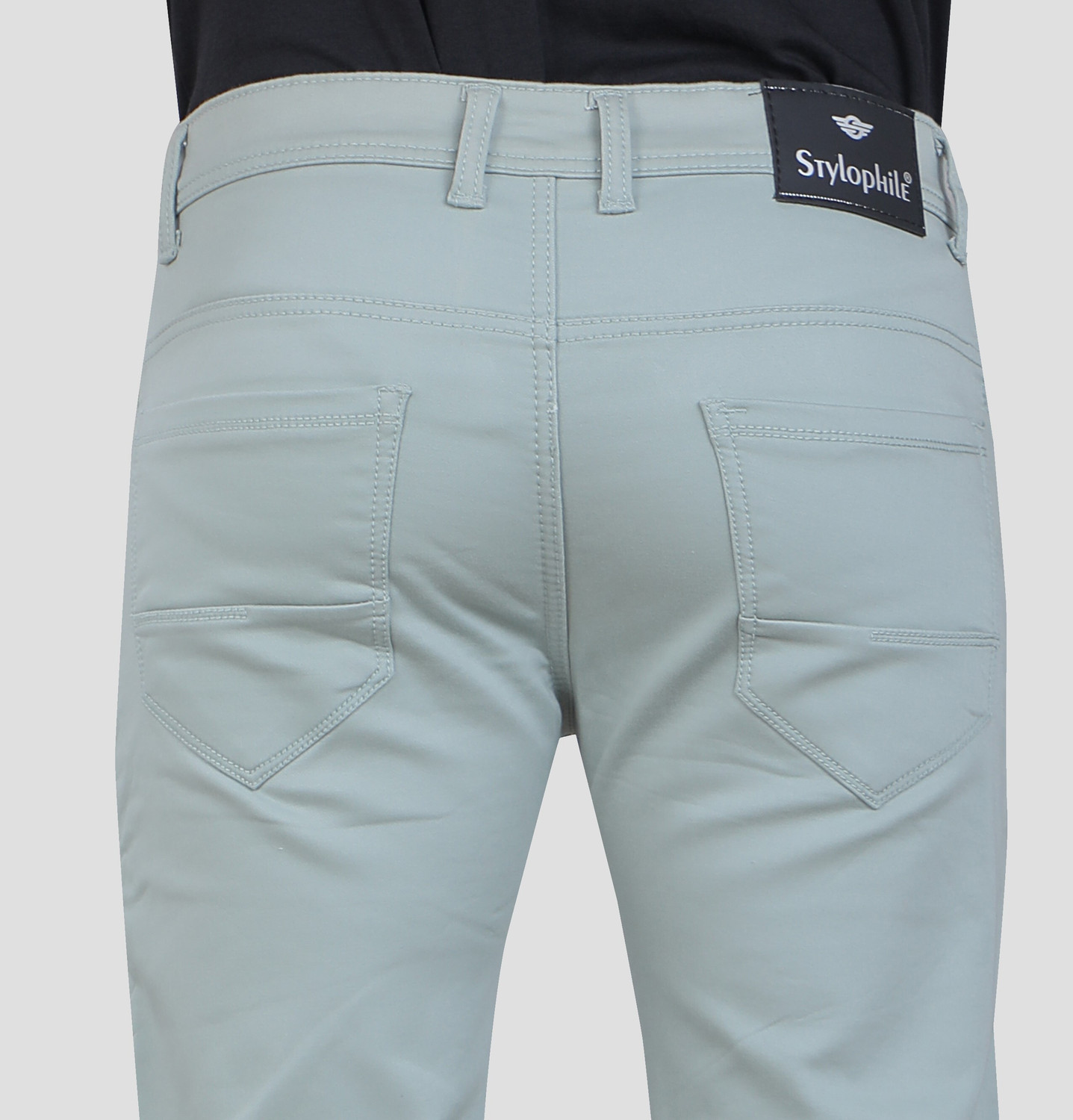 Image of stylophile Men Slim Mid Rise Grey Jeans
