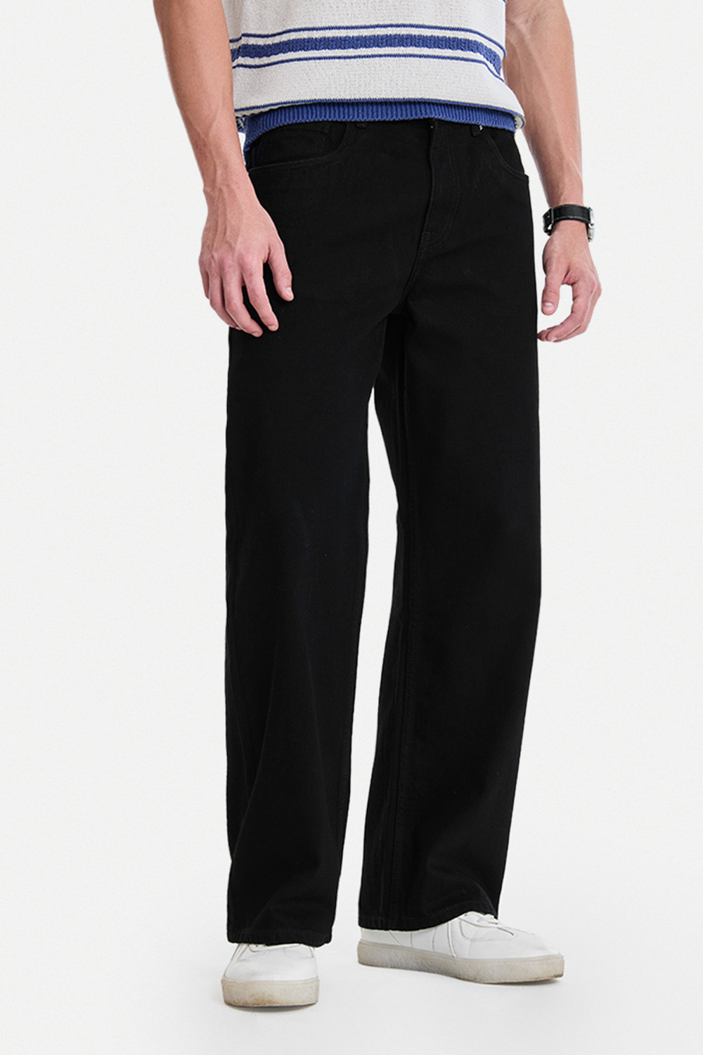 Image of Snitch Men Loose Fit Mid Rise Dark Blue Jeans