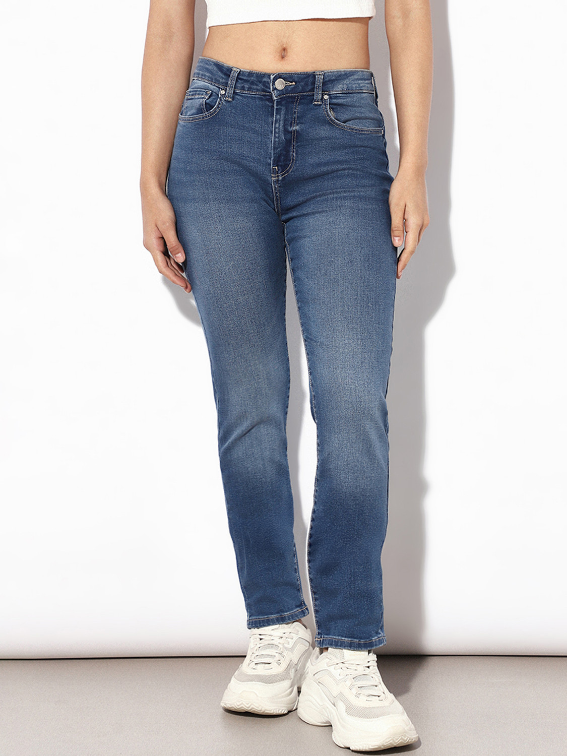 Image of ONLY Women Skinny High Rise Blue Jeans