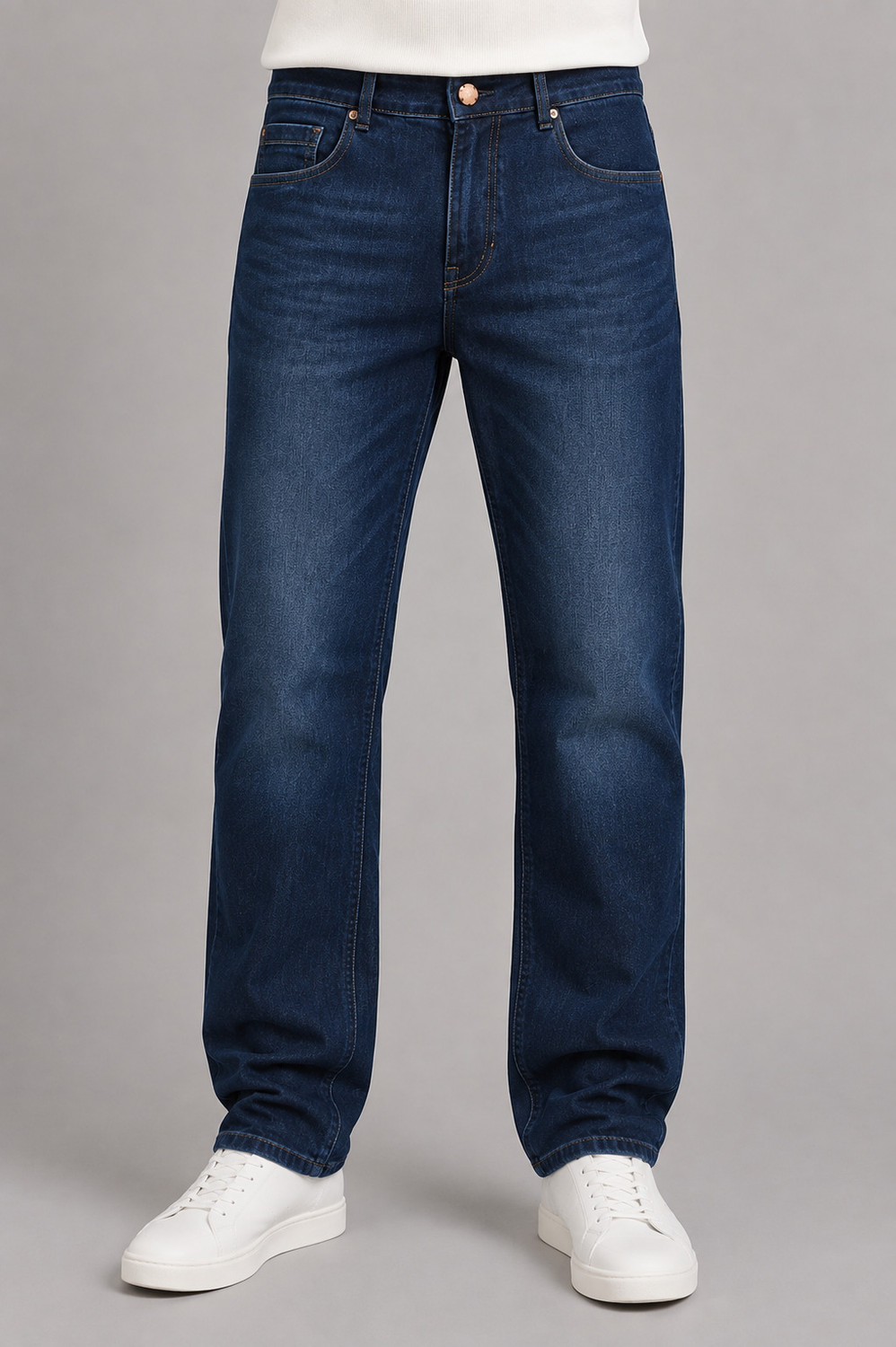 Image of NUMERO UNO Sustainable Denim Men Tapered Fit Low Rise Blue Jeans