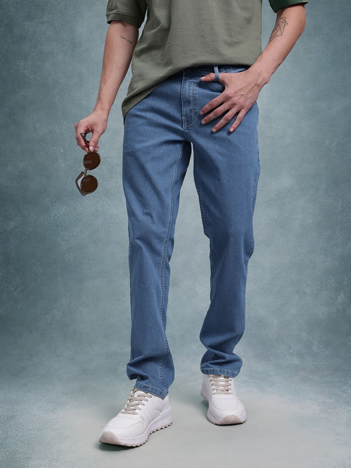 Image of Roadster Men Slim Mid Rise Blue Jeans
