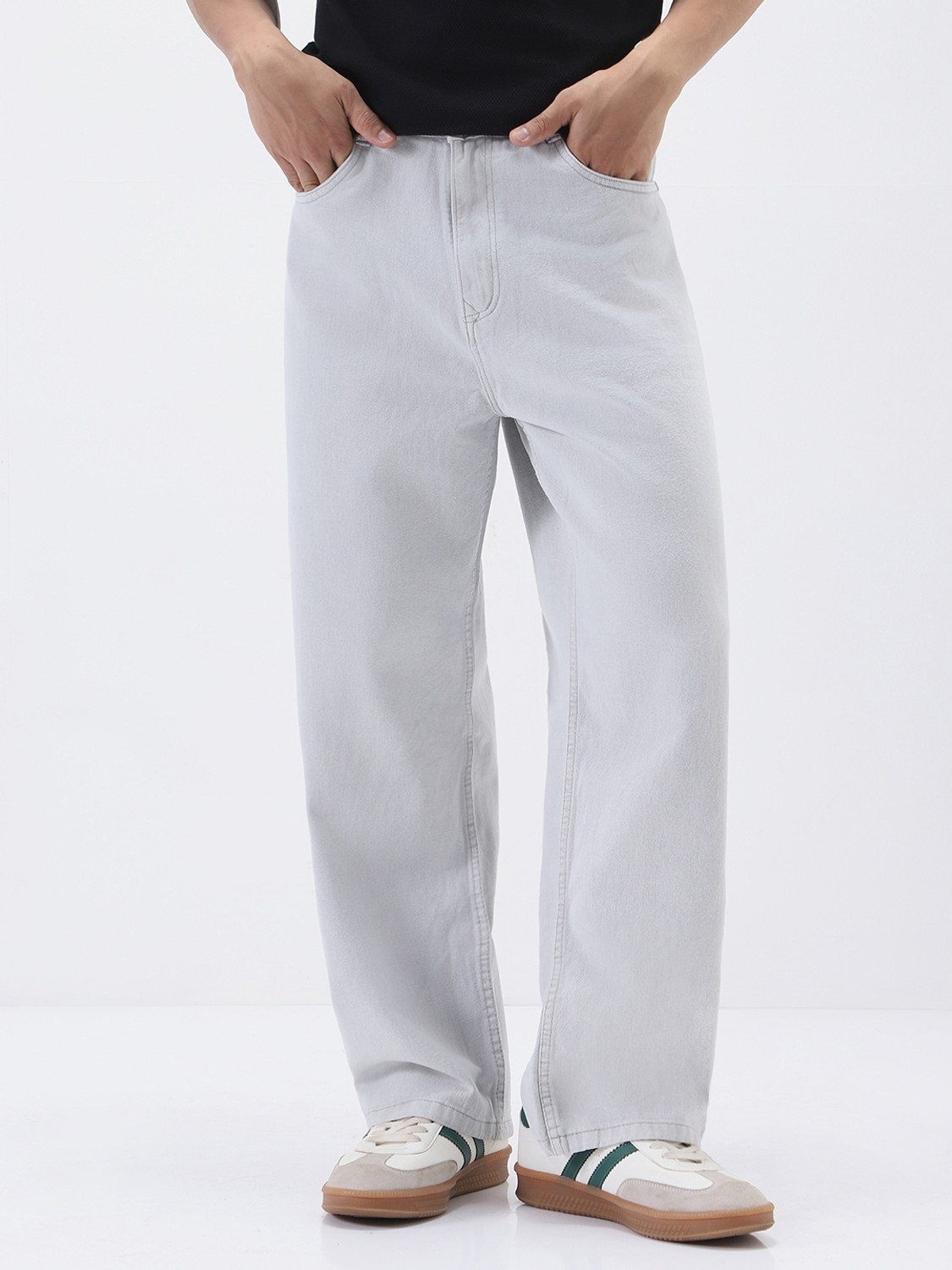 Image of DASHING FIT Men Loose Fit Mid Rise Beige Jeans