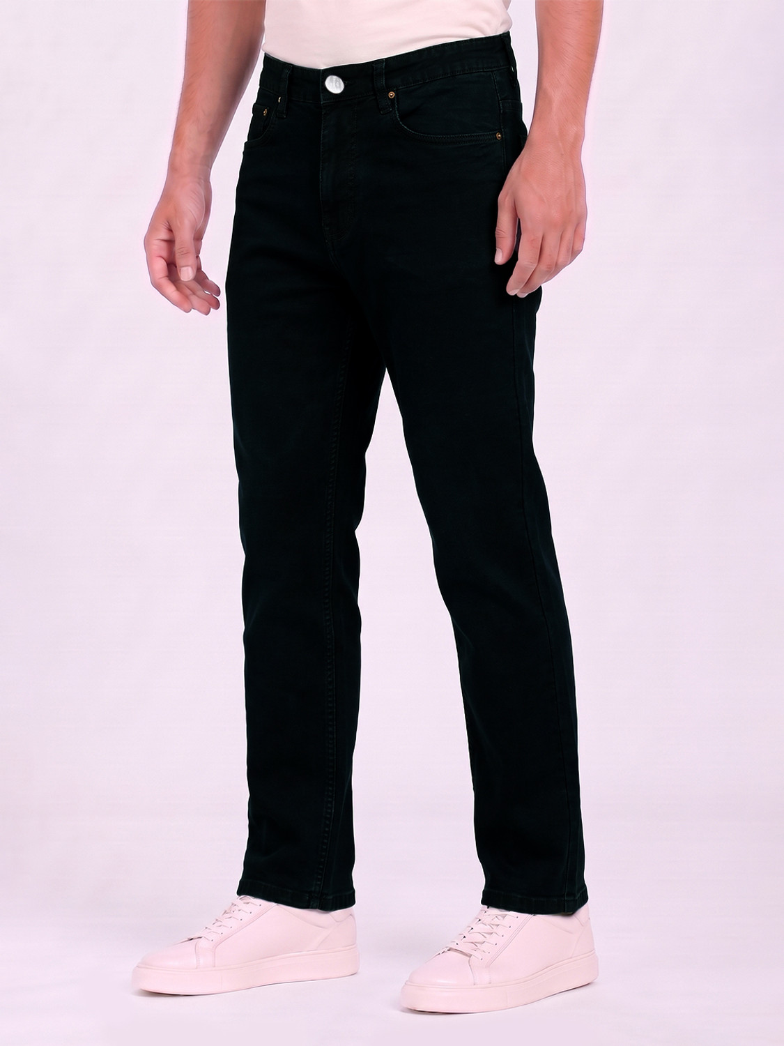 Image of STUDIO NEXX Men Regular Mid Rise Dark Green Jeans
