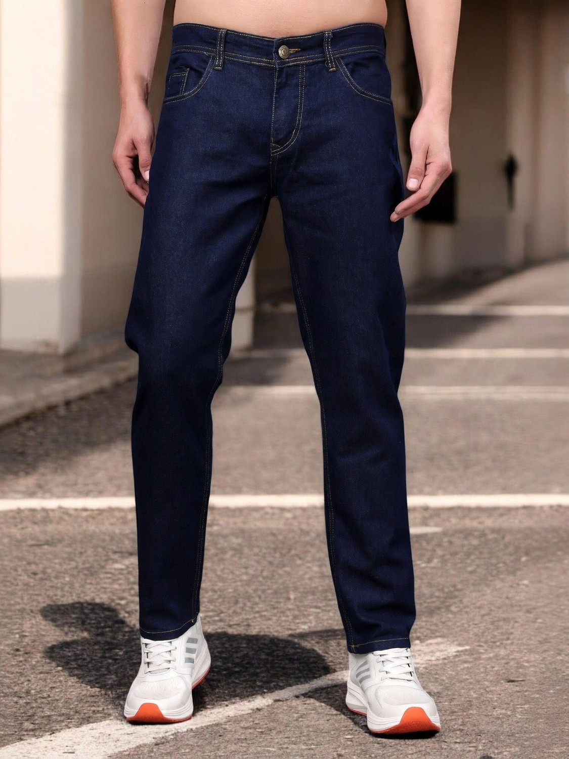 Image of ZAYSH Men Slim Mid Rise Blue Jeans