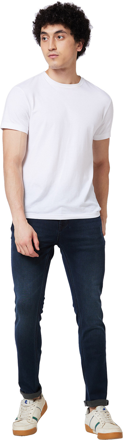 Image of Spykar Men Regular Mid Rise Blue Jeans