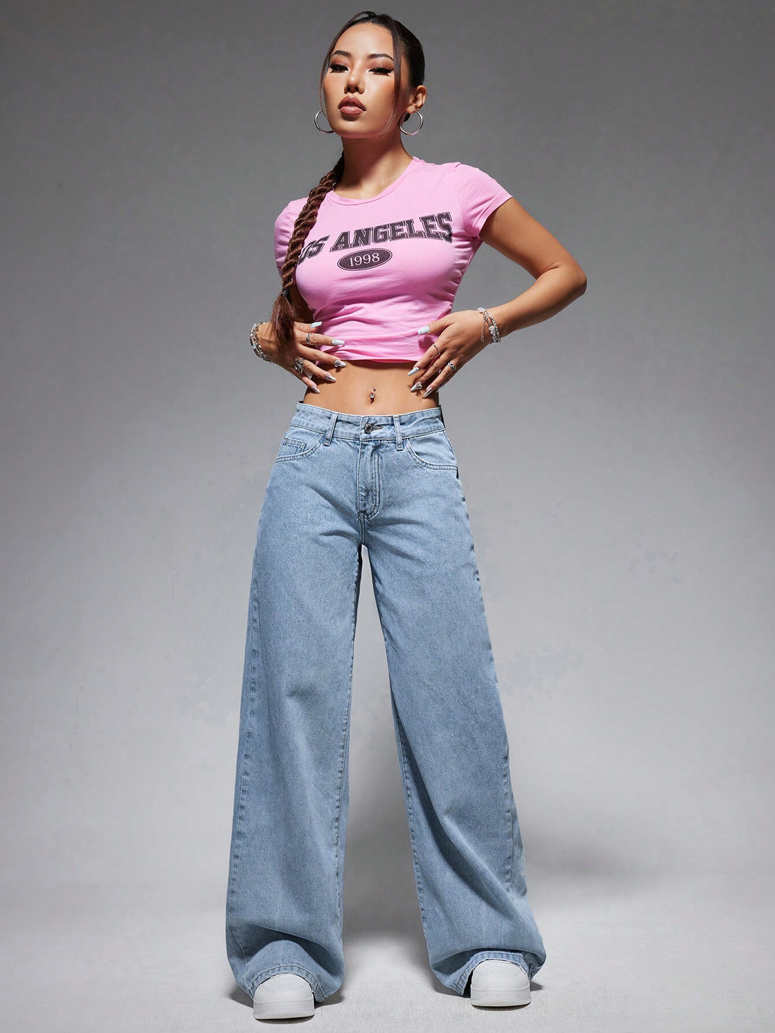 Image of Glossia Women Boyfriend High Rise Light Blue Jeans